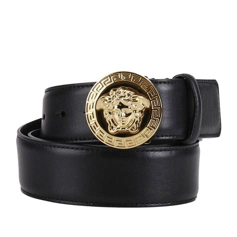 versace collection men's black leather adjustable belt|belt Versace original.